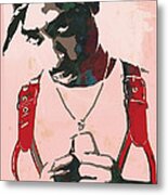 2pac Tupac Shakur Stylised Pop Art Poster Metal Print