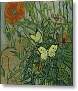 Butterflies And Poppies #3 Metal Print