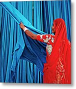 India, Rajasthan, Sari Factory #3 Metal Print