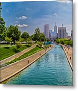 Indianapolis Skyline From The Canal Metal Print