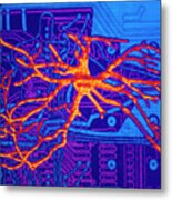 Neural Network: Artwork Of Nerve Cell On Chip #3 Metal Print
