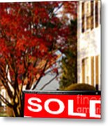 Real Estate Realtor Sold Sign And House For Sale #3 Metal Print