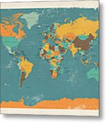 Retro Political Map Of The World #3 Metal Print
