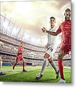 Soccer Player Kicking Ball In Stadium #3 Metal Print