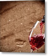 Red Wine  Poured Into Glas #4 Metal Print