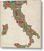 Text Map Of Italy Map Metal Print