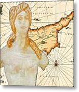 Ancient Cyprus Map And Aphrodite #32 Metal Print