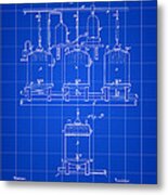 Louis Pasteur Beer Brewing Patent 1873 - Blue Metal Print