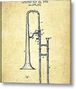Trombone Patent From 1902 - Vintage Metal Print