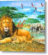 Kilimanjaro Lion And Cub Metal Print