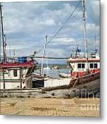 Boats In The Harbour Of Mirissa On The Tropical Island Of Sri Lanka Metal Print