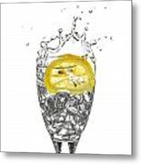 Slice Of Lemon In Glass #6 Metal Print