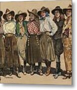 7 Cowgirls - Old Time 1920's Metal Print