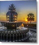 Pineapple Fountain At Sunrise Metal Print