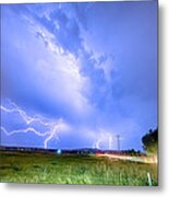 95th And Woodland Lightning Thunderstorm View Hdr Metal Print