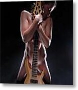 8790 Nude With 5 String Bass Guitar Metal Print