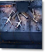 Airliners At  Gates And Control Tower #9 Metal Print