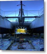 A 63 Feet Catamaran In A Ship Yard Metal Print