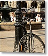 A Bicycle At Plaza Real Metal Print