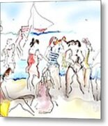 A Busy Day At The Beach Metal Print