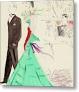 A Couple Standing In Profile Metal Print