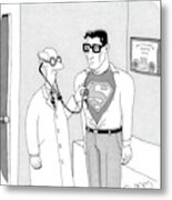 A Doctor Listens To Clark Kent's Heartbeat Metal Print