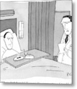 A Doctors Is Seen Talking To A Bed-bound Patient Metal Print
