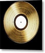 A Gold Record On A Black Background Metal Print