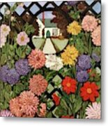 A House And Garden Cover Of Flowers Metal Print