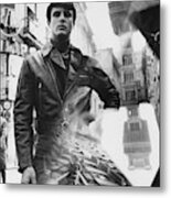 A Male Model Posing In Front Of The Elevator De Metal Print