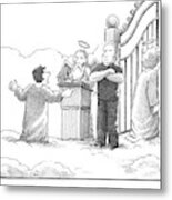 A Man At Heaven's Gate Pleads To St. Peter Metal Print