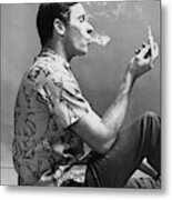 A Man Smoking Metal Print