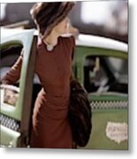 A Model Getting Out Of A Cab Metal Print