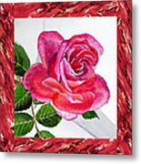 A Single Rose Juicy Pink Metal Print