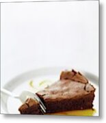 A Slice Of Chocolate Cake Metal Print