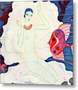 A Vintage Vogue Magazine Cover Of A Naked Woman Metal Print