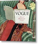 A Vogue Cover Of A Woman Reading A Vogue Book Metal Print
