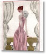 A Vogue Cover Of A Woman Wearing A Pink Dress Metal Print