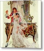 A Vogue Cover Of An 18th Century Bridal Couple Metal Print