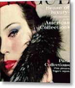 A Vogue Cover Of Morris Wearing A Fur Collar Metal Print