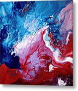 Abstract Art Blue Red White By Kredart Metal Print