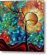 Abstract Art Original Whimsical Modern Landscape Painting Bursting Forth By Madart Metal Print