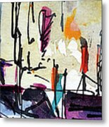 Abstract Barcelona Intuitive Abstract Watercolor And Ink Metal Print
