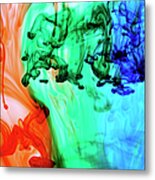 Abstract Colored Dye In Water Metal Print