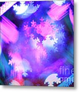 Abstract Colorful Snowflakes Bokeh Lights Metal Print