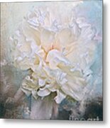 Abstract Peony In Blue Metal Print