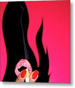 Abstract Portrait Of A Smoking Woman Metal Print