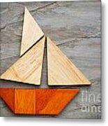 Abstract Sailboat From Tangram Puzzle Metal Print