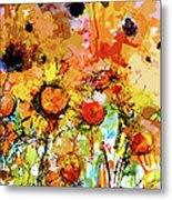Abstract Sunflowers Contemporary Expressive Art Metal Print