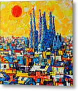 Abstract Sunset Over Sagrada Familia In Barcelona Metal Print